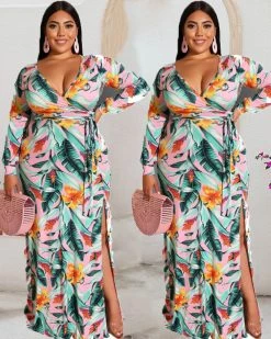 艾子依 Split Waistband Printed Dress New In