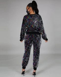 纯雅 Rainbow Sequin Jogger Set Sale