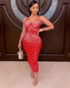 维妮亚 Victoriana Mesh Rhinestones Dress