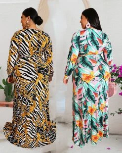 艾子依 Split Waistband Printed Dress New In