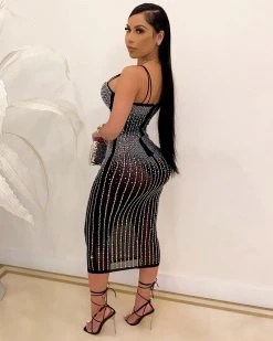 维妮亚 Victoriana Mesh Rhinestones Dress