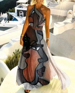 Divanewlook ABSTRACTIONISM PLEATED DRESS New In