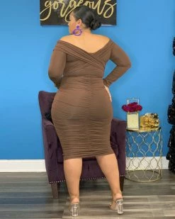 Divanewlook BROWN FOLD DRESS