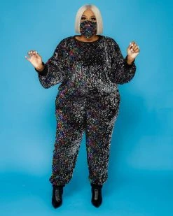 纯雅 Rainbow Sequin Jogger Set Sale