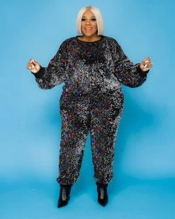 纯雅 Rainbow Sequin Jogger Set Sale