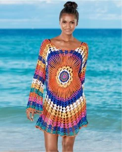 Divanewlook “Island Girl” Natural Crochet Coverup New In