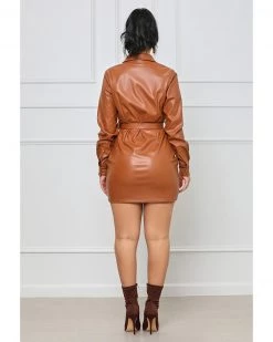 佳亿世 New In City Chic Faux Leather Dress