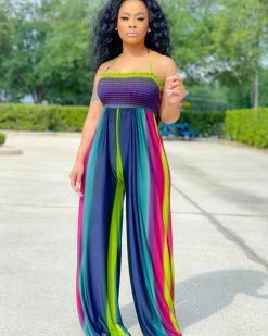 Divanewlook New In COLOR STRIPED JUMPSUIT