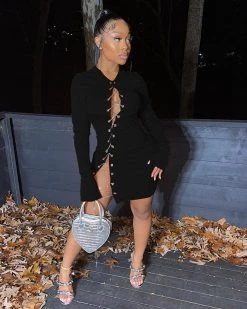 Divanewlook TIGHT CROSS FRENULUM DRESS New In