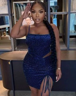 Divanewlook New In LEOPARD PRINT SKIRT SET