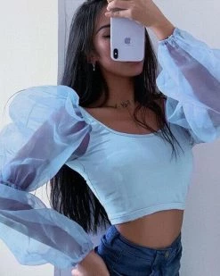 Divanewlook MESH SLEEVE TOP New In