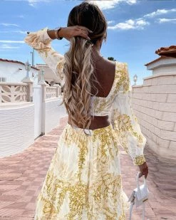 Divanewlook PRINTED V-NECK DRESS