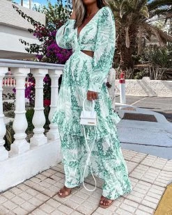 Divanewlook PRINTED V-NECK DRESS