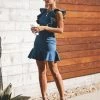 Divanewlook RUFFLED DENIM DRESS