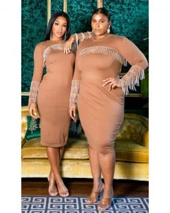 橙兴 CHAMPAGNE TOAST MIDI DRESS Sale