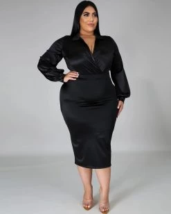 胖妹儿 SATIN BODYSUIT SKIRT SET Sale