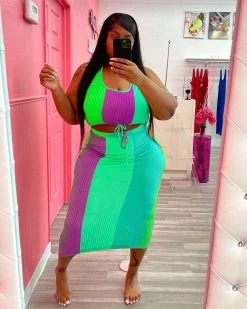 Divanewlook New In COLOR SPLICING PIT STRIP SET