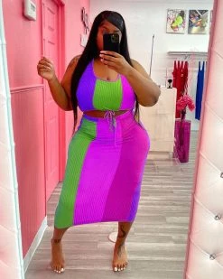 Divanewlook New In COLOR SPLICING PIT STRIP SET