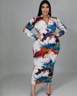 Divanewlook New In ART SPLASH-INK DRESS