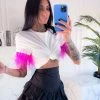 Divanewlook CUFF FEATHER TOP New In