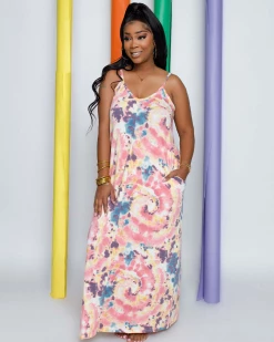 Divanewlook RAINBOW WATERCOLORS DRESS New In 8 Divanewlook RAINBOW WATERCOLORS DRESS New In