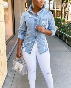 Divanewlook Leisure TIME Slim Denim Shirt New In