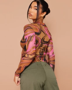 Divanewlook Abstract Printed Shirt Top