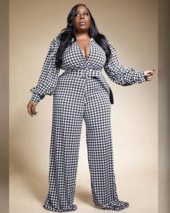 鸣达 Classic Houndstooth Jumpsuit