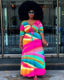 诚远 Colored Abstract Print Maxi Dress