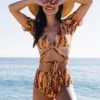 景帆 Ginger Print Split Swimsuit New In