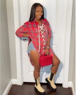 Divanewlook New In Oversized Flannel Top