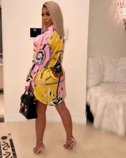 诺雅莎 Printed Cardigan Casual Shirt Dress