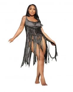 Divanewlook New In Fun In Fringe Metallic Dress