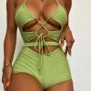 Cmb Albaki Lace Up Halter Bikini Swimsuit