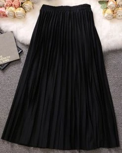 驰之远 New In Elastic Waist Pleated Midi Skirt