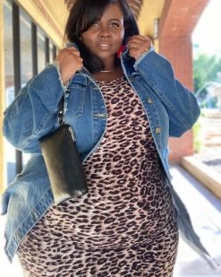 美妙少女 New In Leopard Print Ripped Denim Jacket