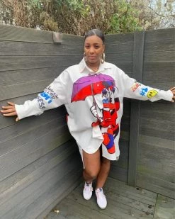 酷范 New In Cartoon Shirt Dress