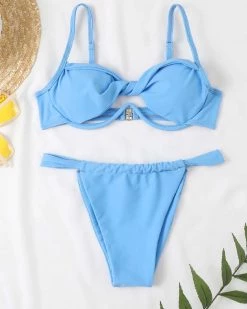 海拓 Plain Cut Out Push Up Bikini Swimsuit New In