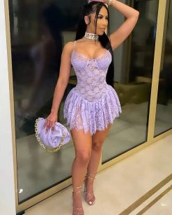 Divanewlook New In Queen Lace Mini Dress