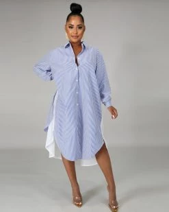 海滨 New In Commuter Stripe Shirt Dress