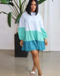 欧迪菲 Always Happy Color Block Dresses