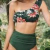 益成 New In Floral One Shoulder Ruffle High Waisted Bikini
