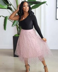 金爱萱 Polka Dot Casual Mesh Skirt New In