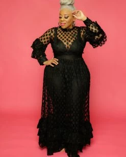 Divanewlook Sheer Polka Dot Dress