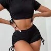 慧洋 Ribbed Drawstring Side Shorts Bikini Swimsuit New In