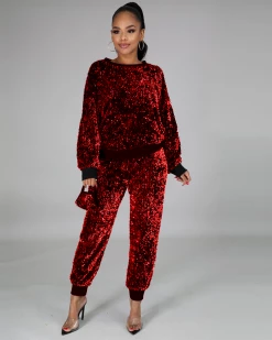 纯雅 Rainbow Sequin Jogger Set Sale