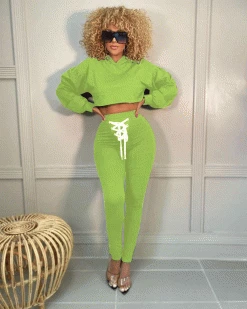 品辉 A LITTLE GLAM FLUORESCENT GREEN LEGGING SET