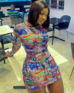 水云间 Rainbow Mesh Dress New In