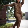 卓迹 Animal Print Pencil Dress