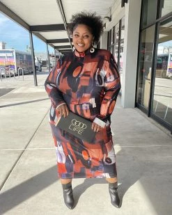 爱维恩 New In Elegant Print Multicolor Dress